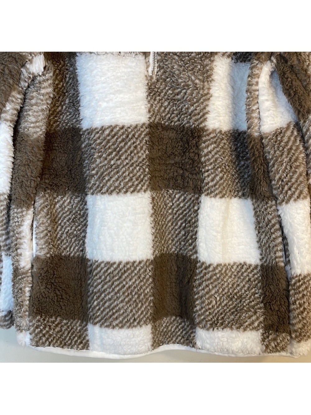 MEROKEETY Classic Plaid Half Zip Sherpa Top. Small. NWT. - Picture 5 of 13